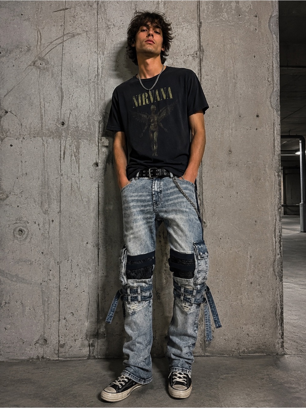 Focus Tactical Cargo Bondage Distressed Straight Utility Bikercore Grunge Jeans